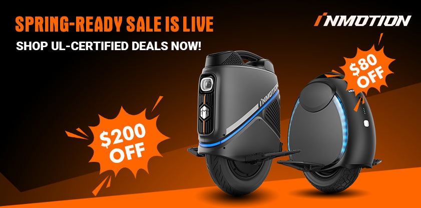 Spring-Ready Sale is live! Shop UL-certified deals on electric unicycles and e-scooters with discounts up to $200 off V9 and $80 off V6.
