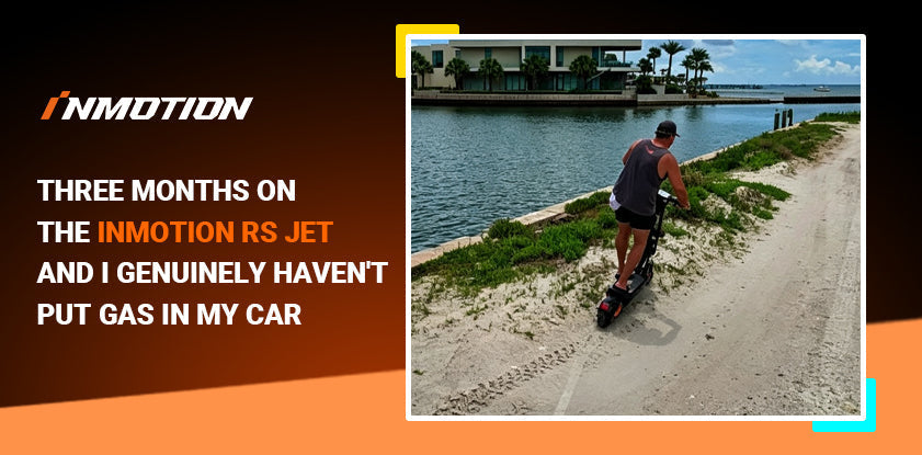 INMOTION RS Jet electric scooter riding on the beach